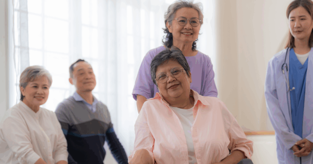 A Senior Lady With Her Caregiver At Residential Care